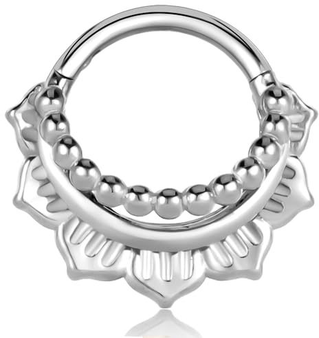 Vankula Septum Piercing Ring Hinged Segment Clicker 8mm 10mm 16g Chirurgenstahl Nasenpiercing Helix Daith Tragus Conch Piercing Schmuck für Frauen und Männer Schwarz Gold Silber