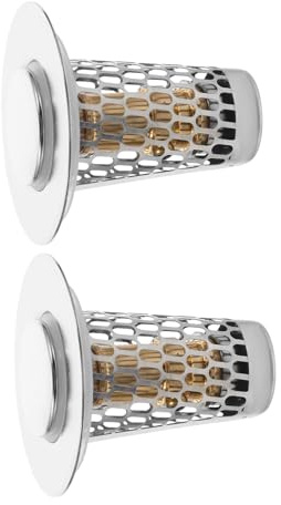 PENIKOKO 2pcs Stainless Steel Pop up Sink Stopper with Drain Strainer Hair Catcher Bathroom Basin Drain Filter Universal for Kitchen and Bathroom