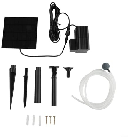 Niceminiwall 7V 2.5W Solar Powered Pond Oxygen for Garden Ponds and Aquariums, Direct Drive Air Aerator with 180-Degree Adjustable Panel, 0.6L/MIN Bubble Volume, Up to