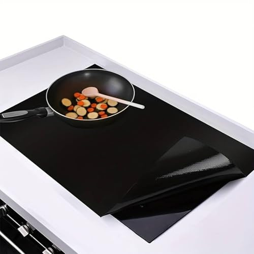 Induction Hob Protector Mat, Silicone Induction Hob Covers, 61x53 cm Multifunctional Silicone Induction Cooker Covers, Induction Stove Anti-Scalding Protective Pad for Kitchen, Restaurant - Black