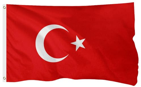 FSFLAG Bandiera della Turchia, da esterni, in poliestere rinforzato 400D con 2 occhielli in ottone, resistente allo sbiadimento e resistente, per uso esterno, puramente realizzata a mano