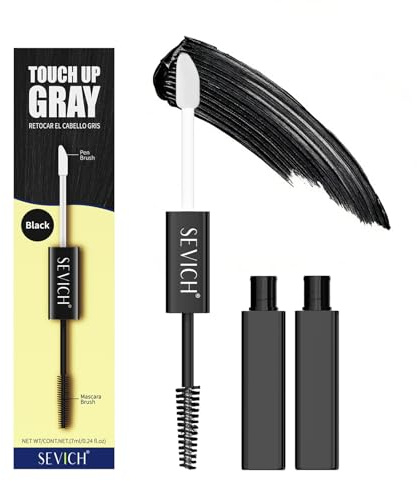 Gowwim Grey Hair Root Cover up Mascara ，gentle Formula Covers Gray Hair and Thinning Areas. Quick-Drying and Washable，dual-Tip Design for Natural-Looking Hair Color 7ml Black