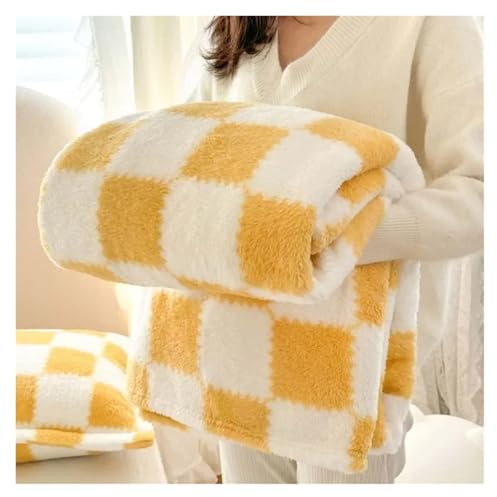 YANSHUYU Coperta Pile Coperta for pisolino morbida e confortevole in flanella da 1 pezzo, adatta for divano letto, divano, ufficio Plaid(Yellow,120X200cm)