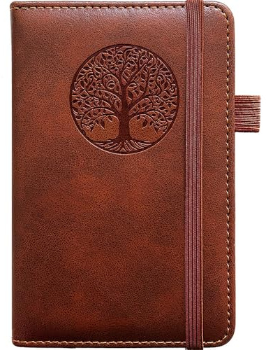 BIYUNRO Small Pocket Notebook, Mini Address Book & Password Book with Alphabetical Labels (Brown)