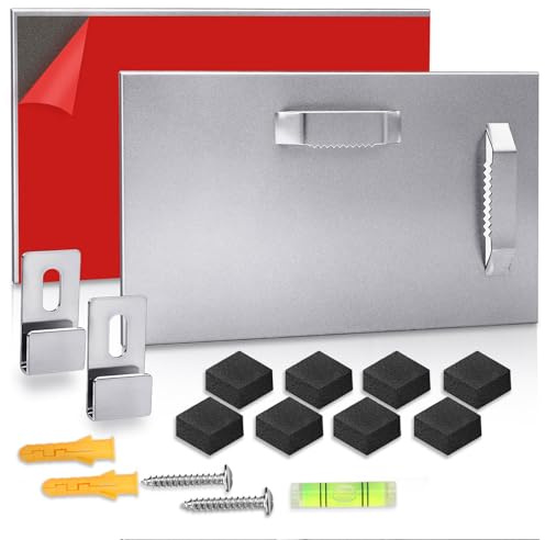 SRunDe 2 Piezas Soporte Espejo pared Adhesivo Capacidad Carga 8KG 20x10CM | Colgar Cuadros Sin Agujeros Gancho Colgar Cuadros para Fotografías Certificados Espejos Paneles de Aluminio-plástico