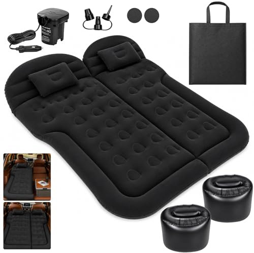 GREENSAPPIRE Car Air Mattress Bed, Portable Inflatable Car Mattress (Black) | Mattress Pillow for Camping, Travel, RV, Minivan, MPV, and Trunk Sleeping