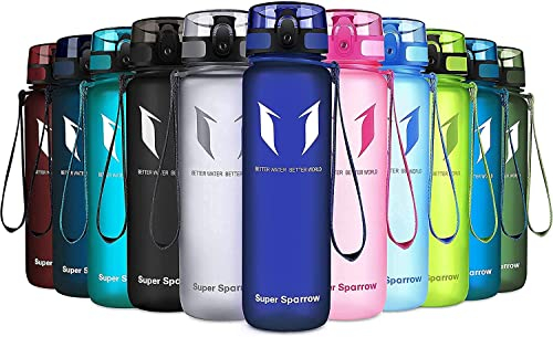 Super Sparrow Sports Water Bottle - 500ml - Non-Toxic BPA Free & Eco-Friendly Tritan Co-Polyester Plastic - For Running, Gym, Yoga, Outdoors and Camping
