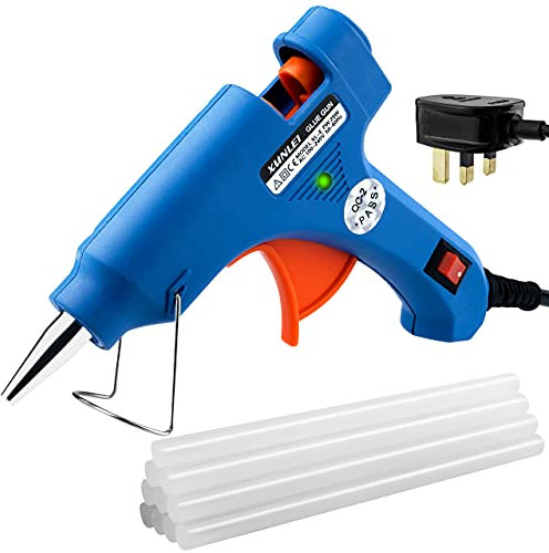 Mini Hot Melt Glue Gun 20w with Glue Sticks 7mm x 200mm Double Long 10pcs Adhesive for Kids Professionals School Children Art & Crafting Kit Small Electric UK Plug Low Temperature