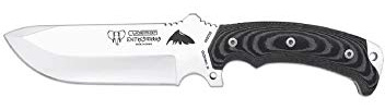 Cudeman Cuchillo 155-MC Entresierras + Kit completo supervivencia hoja de acero inoxidable ACX-380 de 16 cm empuñadura de micarta negra de 11 cm para caza, pesca, supervivencia y bushcraft