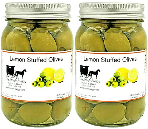 Stuffed Large Olives - Two 16 oz. Jars (Lemon Stuffed Olives)