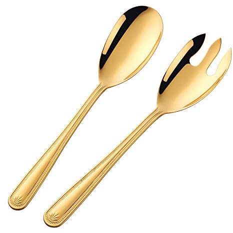 Buyer Star Salad Spoon Fork Salad Servers Stainless Steel 2PCS 12 inch Mirror polishing