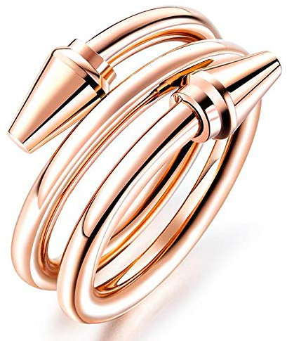 WANGLXST Exquis Bague en Acier Titane Femme, Tempérament Créatif Trois Tours Clou, Inoxydable Fantaisie Bijoux Mode Tendance Amende, Number 7