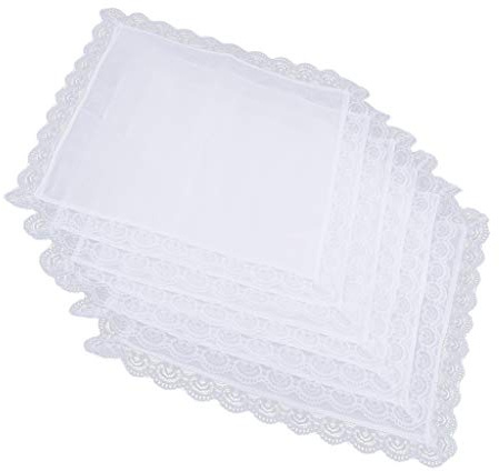Hellery 5x Hochzeit Taschentuch Spitze Weiß 100% Baumwolle Einstecktuch Unisex, A