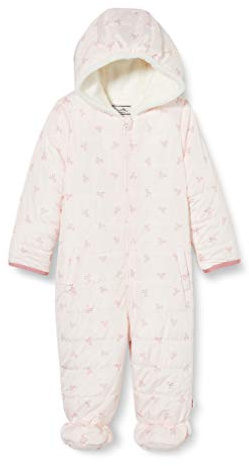 Sanetta Baby flicka utomhus overall fashionabel vadderad snödräkt fiftyseven i ljusrosa och fin rosett-helover, ROSA, 68 cm