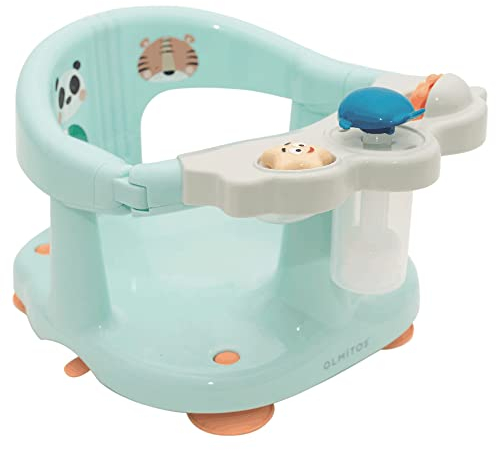 Olmitos Asiento De Baño Panda Tiger - Unisex Turquesa - Ergonómico Y Seguro - Con Barra Para Una Facil Colocación Del Bebé - Con Ventosas Para Fijación