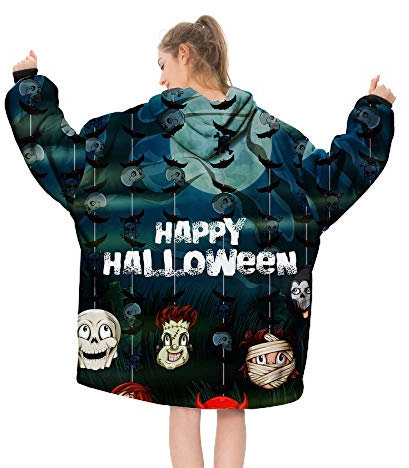 YLXD TV-Decke Kuscheldecke mit Ärmel,Halloween Mikrofaserdecke Fleecedecke,warm, weich, gemütlich,Fleece Sherpa Warme Decken für Erwachsene Frauen