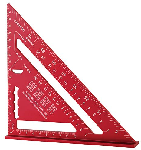 7-Zoll-Dreieckiges Lineal, Dreieckslineal, Hohe Präzision Aluminium-Legierung, Dreieckslineal, Layout-Messwerkzeug für Ingenieure, Schreiner (Metrisch, Rotes)