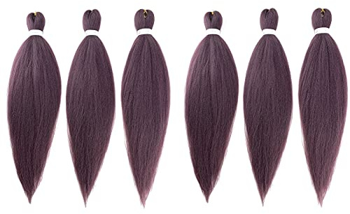 Melisay 6Packs 26 Pouces EZ Braids Hair Pré-étiré Tresse Africaine Cheveux Synthétique Rajout Cheveux Tresses Blond Yaki Texture Kanekalon hair Easy Braid- Violet