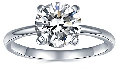 IMOLOVE Moissanite Solitaire Engagement Ring for Women, Women's Engagement Rings Moissanite Promise Rings 2CT D Color VVS1 Clarity Wedding band 925 Sterling Silver with 18K Gold Plated-5.5-2CT