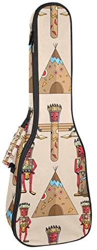 Ukulele väska afrikansk antik kultur ukulele fodral för Sopran Tenor konsert 23 tum 10 mm tjock mjuk vadderad justerbara remmar spelväska