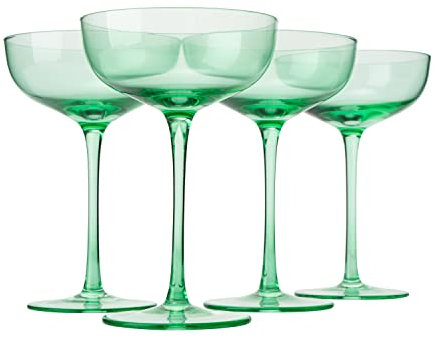 Grünes Martini-, Champagner- und Cocktail-Coupe-Glas, 200 ml, Set mit 4 bunten Valentinstagsgeschenken, Champagner und Gläsern, ausgefallenes Manhattan, Kristall-Cocktails, Barzubehör, Minzgrün