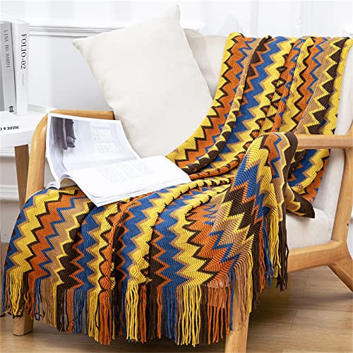 YCDZSW Strickdecke weich Sofadecke, Boho Kuscheldecke Tagesdecke Überwurf Couchdecke für Baby Couch Bett Sofa Stuhl Auto Büro (Braun,130x230CM)