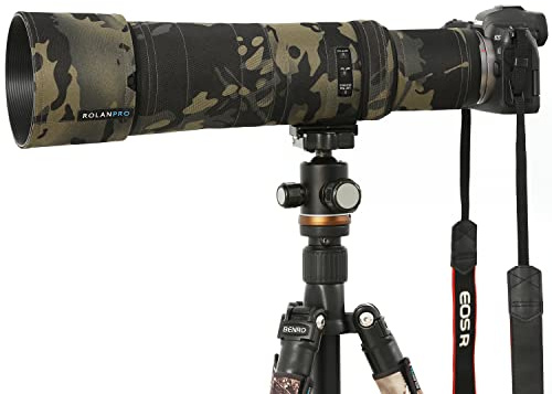 ROLANPRO STM - Copriobiettivo mimetico per Canon RF 800 mm F11 is STM Raincover - #2 nero mimetico impermeabile