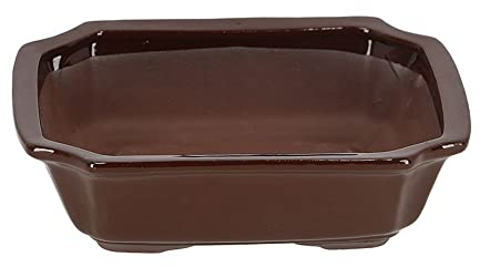 Rivanto® Bonsai Schale rechteckig M aus Terracotta, 26 x 20 x 7,5 cm, Pflanzschale, Blumentopf, Blumenkasten, Braun