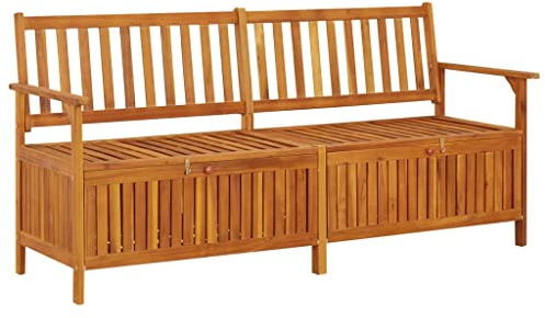 puraday Truhenbank 170 cm Massivholz Akazie Truhenbank Holz Truhenbank mit Stauraum Gartentruhe Sitzbank Gartenbank Holz Sitzbank Outdoor Sitztruhe mit Stauraum Outdoor
