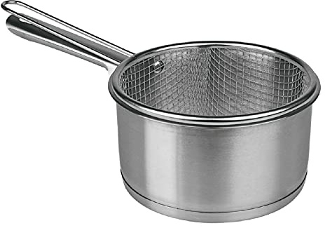 Tradineur Casserole en acier inoxydable avec panier friteuse, spécial induction, passe au lave-vaisselle, Ø 16 cm