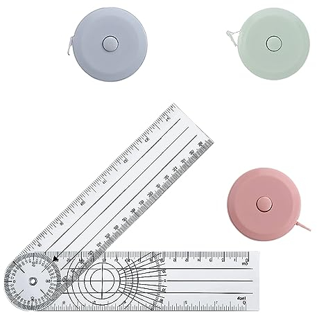 4 Stück Winkelmesser und Massband Körper Set, Goniometer Physiotherapie, Measuring Tape zum Messen von Länge, Brust, Taille usw,150cm/59in