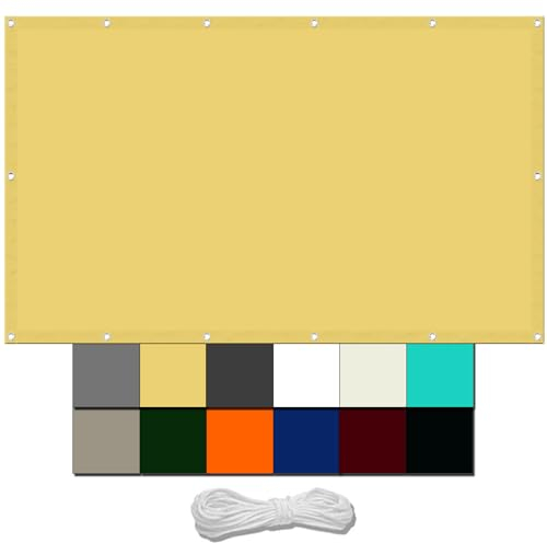 Sonnensegel Wasserdicht 4 x 6 m Wasserdicht Balkon Sichtschutz Reißfest UV-Schutz nach Mass Polyestergewebe Mit Seil Sonnenschutz Markise für Pool und glasdach, Creme Farben