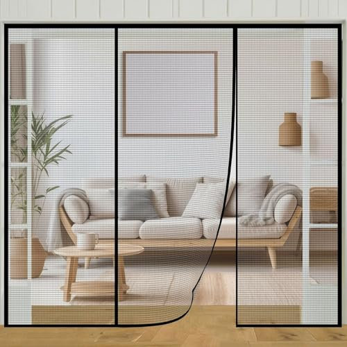 Insect Protection Door Curtain 265x210cm Insect Protection Roller Blind Self-Adhesive, Insect Protection Magnetic Fly Curtain for Balcony Door, Living Room, Black
