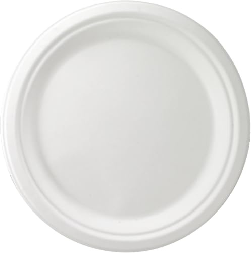 Clarina - Zuckerrohrteller -Eco Pappteller - Einweggeschirr - Einwegteller 50 Stück - 23 cm - Papteller Umweltfreundlich - Biologisch Abbaubar