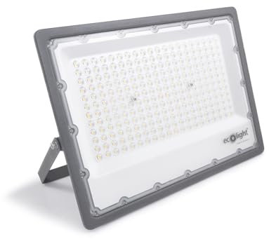 KOLORENO - LED Halogen - LED Halogenstrahler - Langlebig und zuverlässig - Widerstandsfähig gegen Verschleißerscheinungen - 200W - Grau- Kaltweiß (6500K) - Beleuchtungswinkel 90-370x270x156mm