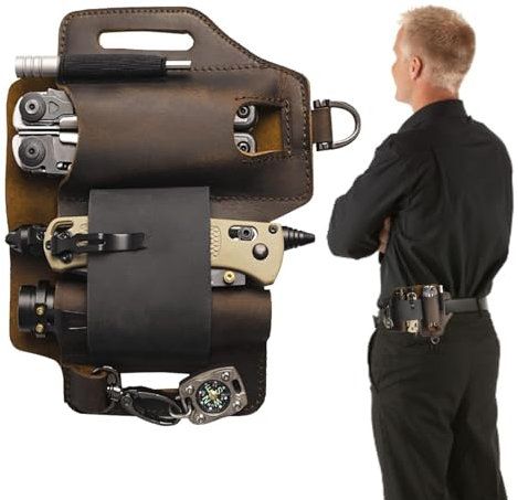 Générique - Pochette de Ceinture en Cuir s Organizer - Organisateur de Poche de Gaine de Ceinture - Pochette Multi-Outils en Cuir avec Porte-Stylo