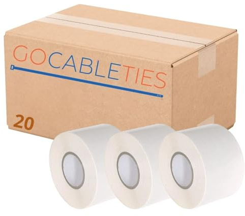 GOCABLETIES - Cinta aislante eléctrica blanca 50 mm x 33 m 20 Rollos | Autoadhesiva y resistente al calor - Para proteger, agrupar y reparar cables eléctricos