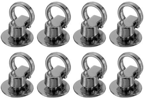 sourcing map 8Pcs Screw Round Head Rivet, 12mm Pull Ring Rivet Fasteners, Screw Rivet Studs for DIY Leather Craft Belts Purse Handbag (Metallic Black)