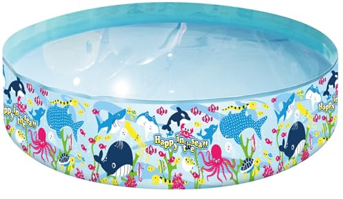 PREMIER Rigid Wall Paddling Pool for Kids – 4FT x 10 (120 x 25 cm) PVC Hard-Sided No Inflation Pool | Sealife Design | Easy Setup Outdoor Pool | No Pump Needed | Repair Patch Included