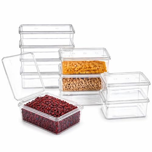 10-Pack 1L Airtight Food Storage Containers with Integrated Lids – BPA-Free Plastic Flour & Cereal Storage Containers for Dry Food Kitchen Storage and Pantry Organisation Meal Prep