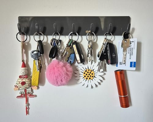 Wall Mounted Self Adhesive KEY HOOK HOLDER Also for Kitchen. Coats. Bathroom. Office. Garage. Strong - Stylish For Wall, Cupboard, Door. Easy No drill. Multi-Purpose Hooks for Storage and Organisation