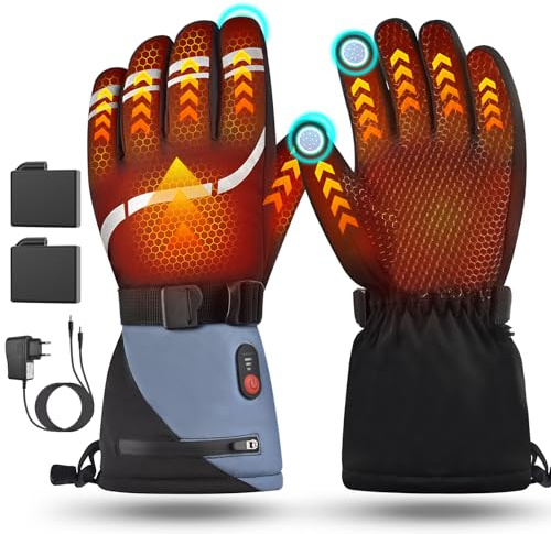 Youtelit Heated Gloves for Men Women, 3 Heating Levels Heated Work Gloves with Touchscreen, 7.4V/3200mAh Battery Rechargeable, Windproof & Waterproof Electric Glove for Hunting Motorcycle Skiing- L