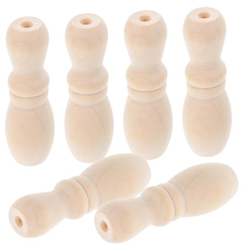 TOGEVAL Wooden Cord Tassels Sturdy Wood Material 6pcs for Blinds in Khaki with Vase Shape Elegant Design Curtain Pulls, Home Decorations Accessories
