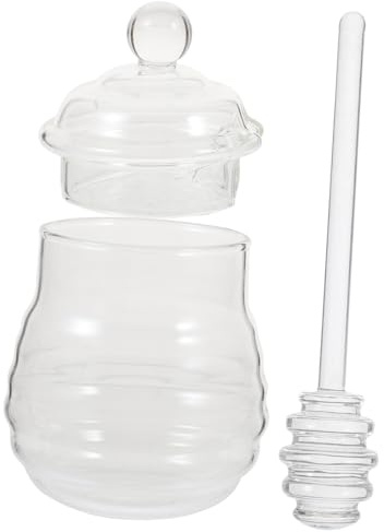 ULTECHNOVO Tarros De Miel Transparente De Vidrio Con Cucharón y Tapa Para Uso Doméstico La Cocina