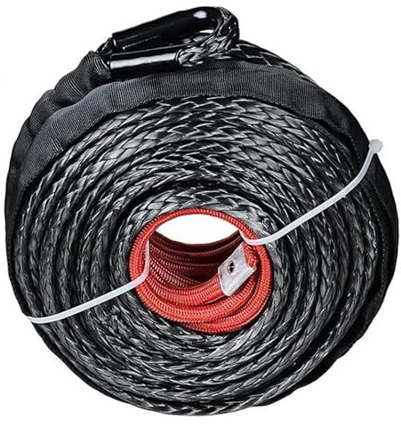 Cavo for verricello, cavo di linea con guaina, cavo di traino sintetico grigio, 29 m, 12000 libbre, corda for manutenzione autolavaggio Con alta visibilità(9.5mmx26M)