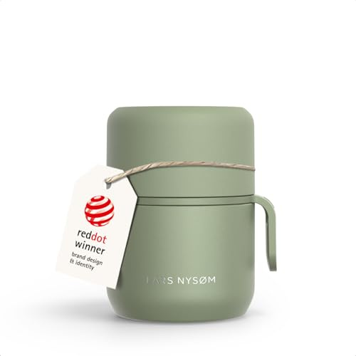 LARS NYSØM Boîte Alimentaire Isotherme en Inox - Récipient Hermétique pour Repas Chauds ou Froids, Thermos à Large Ouverture pour Soupe, Bureau & Voyage (Sage Green, 350ml)