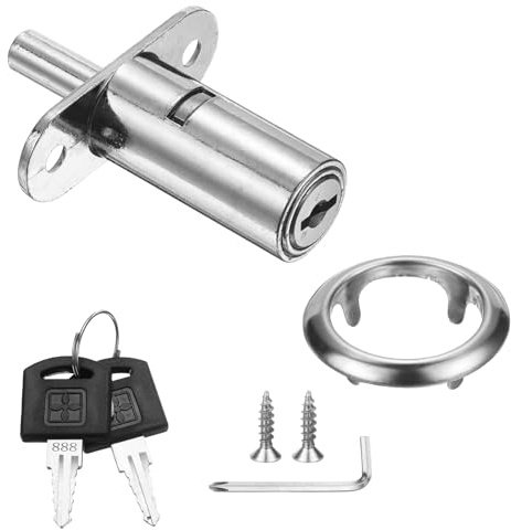 PATIKIL Drawer Desk Push Plunger Lock, 1-9/16 Cylinder Diameter 2-7/16 Cylinder Length Zinc Alloy Sliding Cabinet Locks with Cross Screwdriver Keyed Alike for Wardrobe Drawers