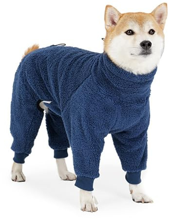 LfrXtra Hunde-Overall mit vier Beinen, doppelseitiges Fleece-Outfit, warmer Schlafanzug für kleine bis große Rassen, Winteraktivitätskleidung, Winter-Hundebekleidung