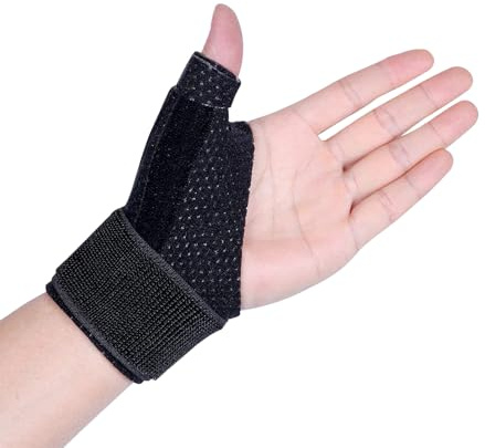 Decproch Tumbandage, ventilerande tumskena, ortos, tumskydd, universellt höger/vänster, tumsadelled bandage (svart)