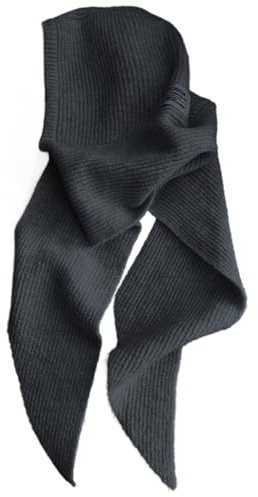 Lawnrden Mützenschal, Kapuzenschal für Damen, warm, weich, Wollmischung, gestrickt, Kapuzenmütze, stilvoller Häkel-Winterschal, Grau